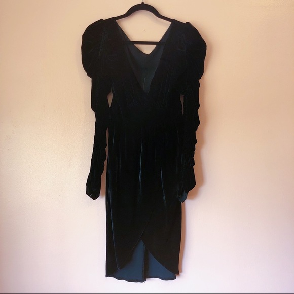 Vintage Norma Kamali Ruched Velvet Dress - Picture 3 of 5